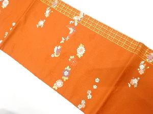 蝶に菊・桜模様織り出し　名古屋帯